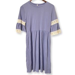 Flamingo Urban Blue and White Lace Babydoll Dress